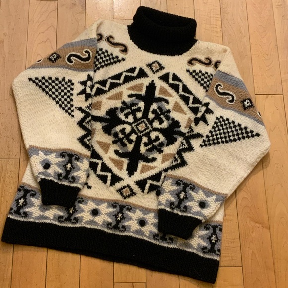 Head Sportswear BlackGrey Cream Turtleneck Sweater